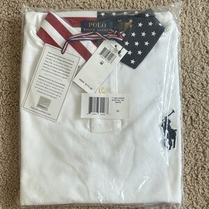 Ralph Lauren White Polo with Flag Detail